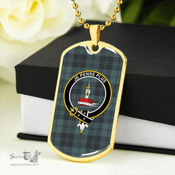 ScottishPlaid Erskine Purple Clan Tartan Dog Tag Necklace - Crest Classic Scottish Plaid Tartan Plaid