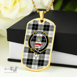 ScottishPlaid Erskine Blue Clan Tartan Dog Tag Necklace - Crest Classic Scottish Plaid Tartan Plaid