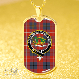 ScottishPlaid Douglas Red Ancient Clan Tartan Dog Tag Necklace - Crest Classic Scottish Plaid Tartan Plaid