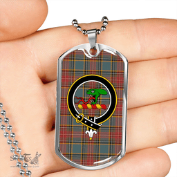 ScottishPlaid MacBeth Weathered Clan Tartan Dog Tag Necklace - Crest Classic Scottish Plaid Tartan Plaid