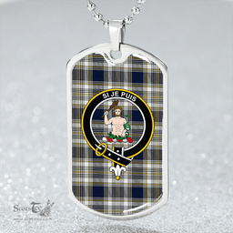 ScottishPlaid Livingstone Dress Modern Clan Tartan Dog Tag Necklace - Crest Classic Scottish Plaid Tartan Plaid
