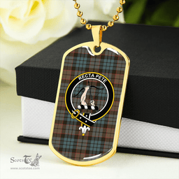 ScottishPlaid Fletcher Family Weathered Clan Tartan Dog Tag Necklace - Crest Classic Scottish Plaid Tartan Plaid