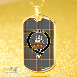 ScottishPlaid Duncan Weathered Clan Tartan Dog Tag Necklace - Crest Classic Scottish Plaid Tartan Plaid