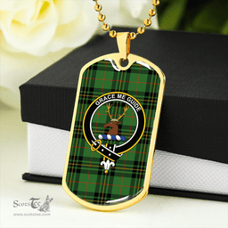 ScottishPlaid Forbes 1842 Ancient Clan Tartan Dog Tag Necklace - Crest Classic Scottish Plaid Tartan Plaid