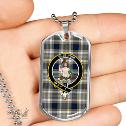ScottishPlaid Livingstone Dress Modern Clan Tartan Dog Tag Necklace - Crest Classic Scottish Plaid Tartan Plaid