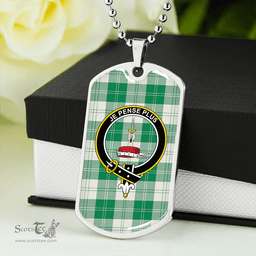 ScottishPlaid Erskine Hunting Ancient Clan Tartan Dog Tag Necklace - Crest Classic Scottish Plaid Tartan Plaid