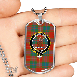 ScottishPlaid Fraser Ancient Clan Tartan Dog Tag Necklace - Crest Classic Scottish Plaid Tartan Plaid