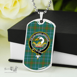 ScottishPlaid Edmonstone Modern Clan Tartan Dog Tag Necklace - Crest Classic Scottish Plaid Tartan Plaid