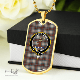 ScottishPlaid Fraser Hunting Dress Weathered Clan Tartan Dog Tag Necklace - Crest Classic Scottish Plaid Tartan Plaid
