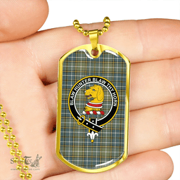 ScottishPlaid Forrester Hunting Weathered Clan Tartan Dog Tag Necklace - Crest Classic Scottish Plaid Tartan Plaid
