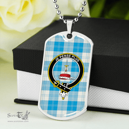 ScottishPlaid Erskine Burgundy Clan Tartan Dog Tag Necklace - Crest Classic Scottish Plaid Tartan Plaid