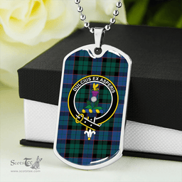 ScottishPlaid Ferguson of Balquhidder Modern Clan Tartan Dog Tag Necklace - Crest Classic Scottish Plaid Tartan Plaid
