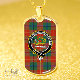 ScottishPlaid Douglas of Roxburgh Ancient Clan Tartan Dog Tag Necklace - Crest Classic Scottish Plaid Tartan Plaid