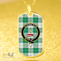 ScottishPlaid Erskine Hunting Ancient Clan Tartan Dog Tag Necklace - Crest Classic Scottish Plaid Tartan Plaid