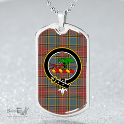 ScottishPlaid MacBeth Weathered Clan Tartan Dog Tag Necklace - Crest Classic Scottish Plaid Tartan Plaid