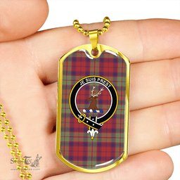 ScottishPlaid Fraser of Altyre Reconst Weathered Clan Tartan Dog Tag Necklace - Crest Classic Scottish Plaid Tartan Plaid