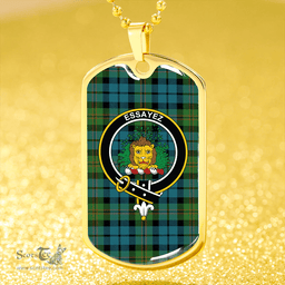 ScottishPlaid Dundas Ancient Clan Tartan Dog Tag Necklace - Crest Classic Scottish Plaid Tartan Plaid