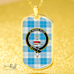 ScottishPlaid Erskine Burgundy Clan Tartan Dog Tag Necklace - Crest Classic Scottish Plaid Tartan Plaid