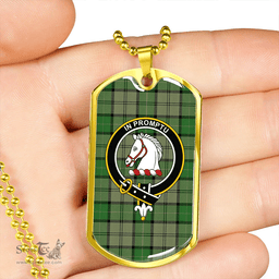 ScottishPlaid Dunbar Hunting Ancient Clan Tartan Dog Tag Necklace - Crest Classic Scottish Plaid Tartan Plaid