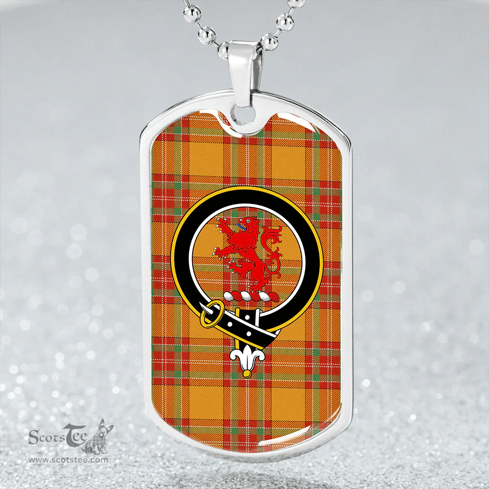 ScottishPlaid MacBrair Ancient Clan Tartan Dog Tag Necklace - Crest Classic Scottish Plaid Tartan Plaid