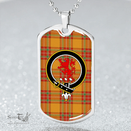 ScottishPlaid MacBrair Ancient Clan Tartan Dog Tag Necklace - Crest Classic Scottish Plaid Tartan Plaid
