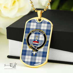 ScottishPlaid Erskine Dress Dance Blue Weathered Clan Tartan Dog Tag Necklace - Crest Classic Scottish Plaid Tartan Plaid