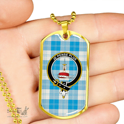 ScottishPlaid Erskine Burgundy Clan Tartan Dog Tag Necklace - Crest Classic Scottish Plaid Tartan Plaid