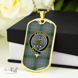 ScottishPlaid Fraser Green Modern Clan Tartan Dog Tag Necklace - Crest Classic Scottish Plaid Tartan Plaid