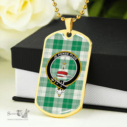 ScottishPlaid Erskine Hunting Ancient Clan Tartan Dog Tag Necklace - Crest Classic Scottish Plaid Tartan Plaid