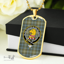 ScottishPlaid Forrester Hunting Weathered Clan Tartan Dog Tag Necklace - Crest Classic Scottish Plaid Tartan Plaid