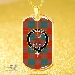 ScottishPlaid Fraser Ancient Clan Tartan Dog Tag Necklace - Crest Classic Scottish Plaid Tartan Plaid