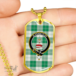 ScottishPlaid Erskine Hunting Ancient Clan Tartan Dog Tag Necklace - Crest Classic Scottish Plaid Tartan Plaid