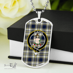 ScottishPlaid Livingstone Dress Modern Clan Tartan Dog Tag Necklace - Crest Classic Scottish Plaid Tartan Plaid