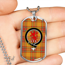 ScottishPlaid MacBrair Ancient Clan Tartan Dog Tag Necklace - Crest Classic Scottish Plaid Tartan Plaid