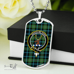 ScottishPlaid Forbes Old Ancient Clan Tartan Dog Tag Necklace - Crest Classic Scottish Plaid Tartan Plaid