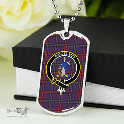ScottishPlaid Eglinton District (Montgomery of Ayrshire) Weathered Clan Tartan Dog Tag Necklace - Crest Classic Scottish Plaid Tartan Plaid