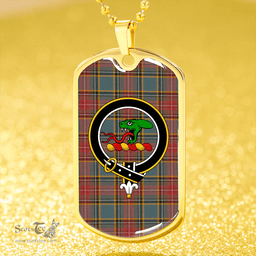 ScottishPlaid MacBeth Weathered Clan Tartan Dog Tag Necklace - Crest Classic Scottish Plaid Tartan Plaid