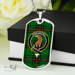 ScottishPlaid Halkett Clan Tartan Dog Tag Necklace - Crest Classic Scottish Plaid Tartan Plaid