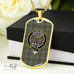 ScottishPlaid Fraser Hunting # 2 Ancient Clan Tartan Dog Tag Necklace - Crest Classic Scottish Plaid Tartan Plaid