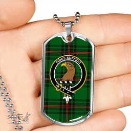 ScottishPlaid Halkett Clan Tartan Dog Tag Necklace - Crest Classic Scottish Plaid Tartan Plaid