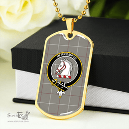 ScottishPlaid Dunbar of Pitgaveny Clan Tartan Dog Tag Necklace - Crest Classic Scottish Plaid Tartan Plaid