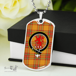 ScottishPlaid MacBrair Ancient Clan Tartan Dog Tag Necklace - Crest Classic Scottish Plaid Tartan Plaid