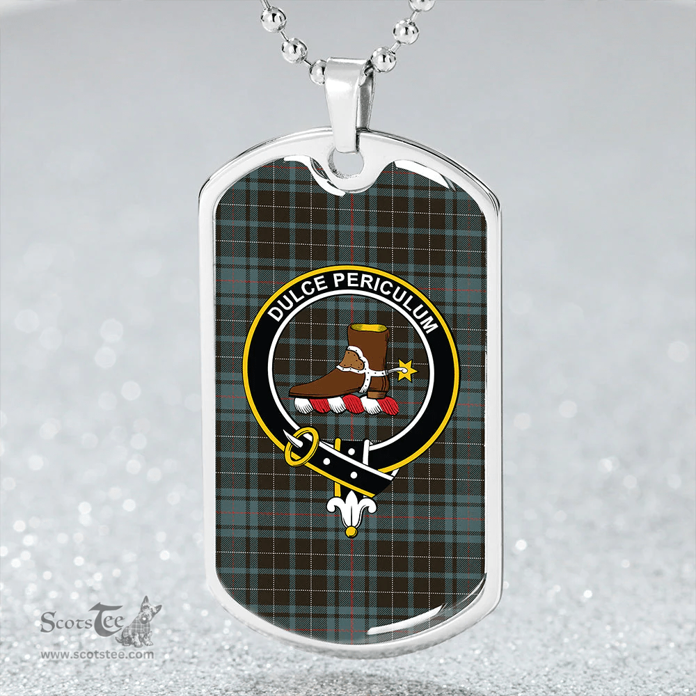 ScottishPlaid MacAulay Hunting Weathered Clan Tartan Dog Tag Necklace - Crest Classic Scottish Plaid Tartan Plaid