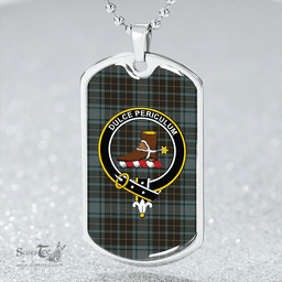 ScottishPlaid MacAulay Hunting Weathered Clan Tartan Dog Tag Necklace - Crest Classic Scottish Plaid Tartan Plaid