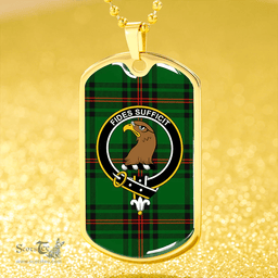 ScottishPlaid Halkett Clan Tartan Dog Tag Necklace - Crest Classic Scottish Plaid Tartan Plaid