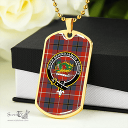 ScottishPlaid Douglas Red Ancient Clan Tartan Dog Tag Necklace - Crest Classic Scottish Plaid Tartan Plaid