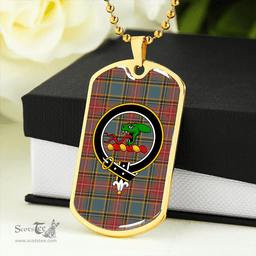 ScottishPlaid MacBeth Weathered Clan Tartan Dog Tag Necklace - Crest Classic Scottish Plaid Tartan Plaid