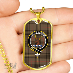ScottishPlaid Forbes 1842 Weathered Clan Tartan Dog Tag Necklace - Crest Classic Scottish Plaid Tartan Plaid