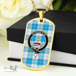 ScottishPlaid Erskine Burgundy Clan Tartan Dog Tag Necklace - Crest Classic Scottish Plaid Tartan Plaid