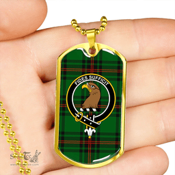 ScottishPlaid Halkett Clan Tartan Dog Tag Necklace - Crest Classic Scottish Plaid Tartan Plaid
